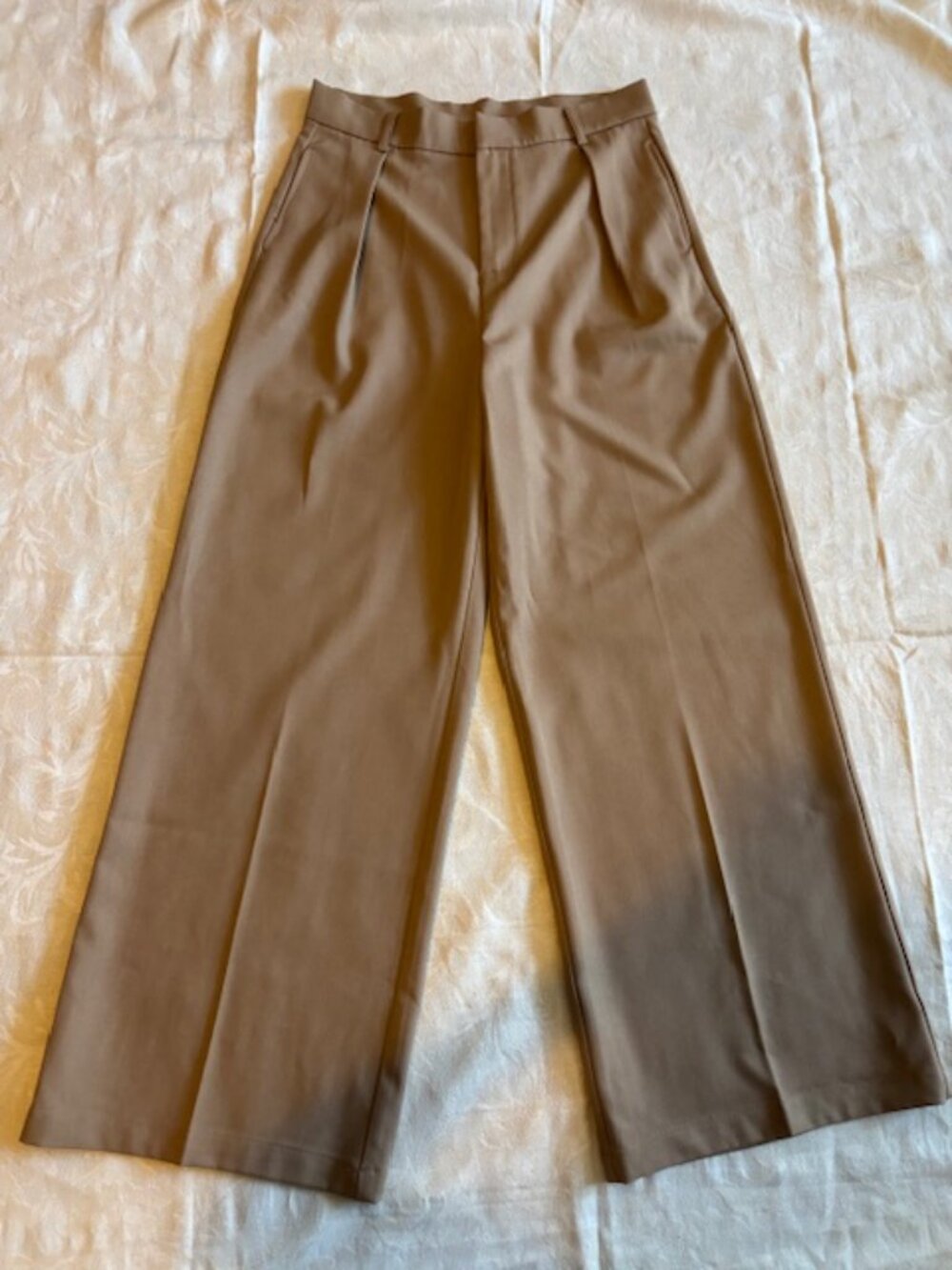 Anewsta Women's Beige Pleated High-Waisted Dress Pants Size L - Picture 3 of 11